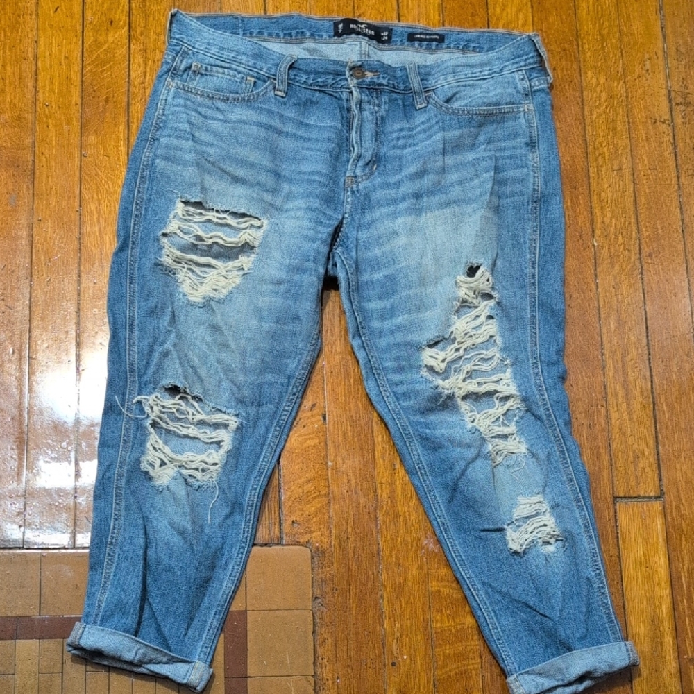 Hollister Light Blue Distressed Boyfriend Jeans